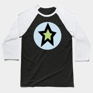 Green Star Light Blue Circle Graphic Baseball T-Shirt